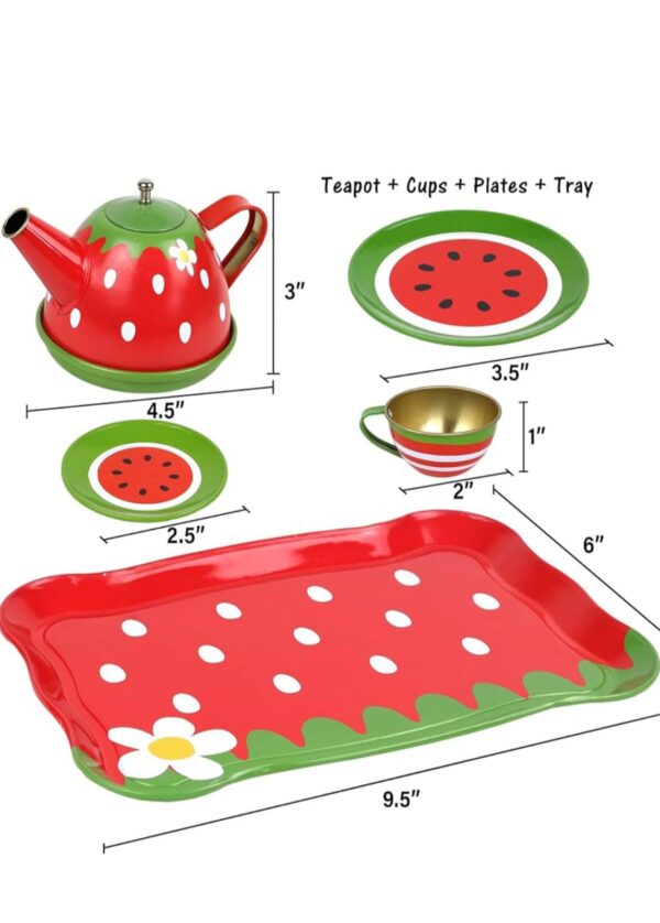 🍓 SweetBerry Kids’ Tin Tea Party Set – Watermelon Delight Edition - Image 2